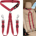 Adjustable Dual Dog Car Seatbelt - Striped Nylon Safety Harness For 2 Pets, Secure & Comfortable Travel Restraint