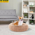Cozy Anti-Slip Round Dog Bed Soft Plush Waterproof Washable Pet Bed Small Medium Dogs Cats Reduce Anxiety Comfortable Resting