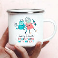 I Have A Plans With My Cat Print Mugs Funny Creative Coffee Enamel Cups Cups for Coffee and Tea Unusual Tea Cup Mug Kawaii Beer