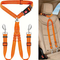 Adjustable Dual Dog Car Seatbelt - Striped Nylon Safety Harness For 2 Pets, Secure & Comfortable Travel Restraint