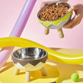 A colorful dopamine pet bowl Fashion feeding large capacity stainless steel dog bowl drinking water neck cat bowl egg shell high