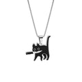 Killer Cat Pendant Necklace for Women Men Cute Punk Doodle Black Cat Jewelry Decoration Party Gifts