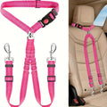 Adjustable Dual Dog Car Seatbelt - Striped Nylon Safety Harness For 2 Pets, Secure & Comfortable Travel Restraint