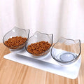 Three in one ergonomic pet bowl set with tilt design and high stand - neck protection, durable PP material