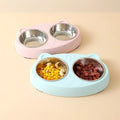 2-in-1 food water tray, anti tipping tray 2025 hot dual pet bowl -macaron colored anti slip cat and dog feeder (pink/blue/green)