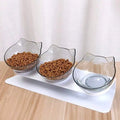 Three in one ergonomic pet bowl set with tilt design and high stand - neck protection, durable PP material