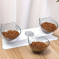 Three in one ergonomic pet bowl set with tilt design and high stand - neck protection, durable PP material
