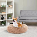 Cozy Anti-Slip Round Dog Bed Soft Plush Waterproof Washable Pet Bed Small Medium Dogs Cats Reduce Anxiety Comfortable Resting