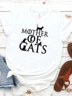 Mother of Cats Print Women T Shirt Short Sleeve O Neck Loose Women Tshirt Ladies Fashion Tee Shirt Tops Clothes Camisetas Mujer