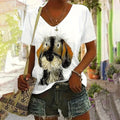 Women's T-Shirt Graffiti Dog 3D Pattern Printed Women's Y2k Clothes T-Shirts for Women Short Sleeve Female Clothingtop Y2k