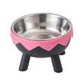A colorful dopamine pet bowl Fashion feeding large capacity stainless steel dog bowl drinking water neck cat bowl egg shell high