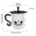 Insulated Glass Coffee Mugs Cartoon Cat Double-Walled Espresso Coffee Cups Handle Drinkware Water Cups Winter