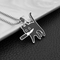 Killer Cat Pendant Necklace for Women Men Cute Punk Doodle Black Cat Jewelry Decoration Party Gifts