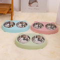 2-in-1 food water tray, anti tipping tray 2025 hot dual pet bowl -macaron colored anti slip cat and dog feeder (pink/blue/green)