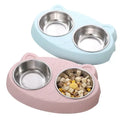 2-in-1 food water tray, anti tipping tray 2025 hot dual pet bowl -macaron colored anti slip cat and dog feeder (pink/blue/green)