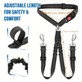 Adjustable Dual Dog Car Seatbelt - Striped Nylon Safety Harness For 2 Pets, Secure & Comfortable Travel Restraint