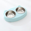 2-in-1 food water tray, anti tipping tray 2025 hot dual pet bowl -macaron colored anti slip cat and dog feeder (pink/blue/green)