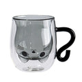 Insulated Glass Coffee Mugs Cartoon Cat Double-Walled Espresso Coffee Cups Handle Drinkware Water Cups Winter