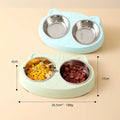 2-in-1 food water tray, anti tipping tray 2025 hot dual pet bowl -macaron colored anti slip cat and dog feeder (pink/blue/green)