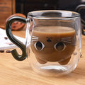 Insulated Glass Coffee Mugs Cartoon Cat Double-Walled Espresso Coffee Cups Handle Drinkware Water Cups Winter