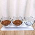 Three in one ergonomic pet bowl set with tilt design and high stand - neck protection, durable PP material