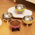 A colorful dopamine pet bowl Fashion feeding large capacity stainless steel dog bowl drinking water neck cat bowl egg shell high