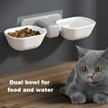Adjustable Height Wall Mounted Pet Feeder Double Stainless Steel Bowls Hanging Cat Dog Food Water Dish Space Saving