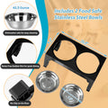 Elevated Dog Bowls with 2 Stainless Steel Dog Food Bowls, Raised Dog Bowl Adjusts to 5 Heights (3.15", 8.66", 9.84",11.02", 12.2